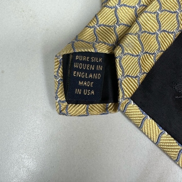 Brooks Brothers Makers corpcore yellow and grey geometric  silk necktie - Picture 3 of 3